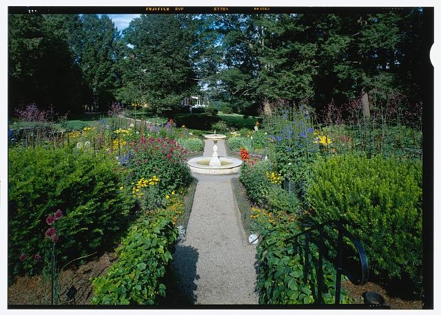 55. View of the flower garden from the southwest. The...