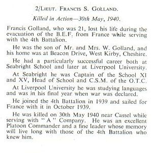 Francis Stafford Golland obituary