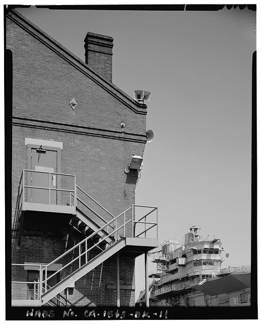 Detail of chimney and eaves southeast corner; camera...