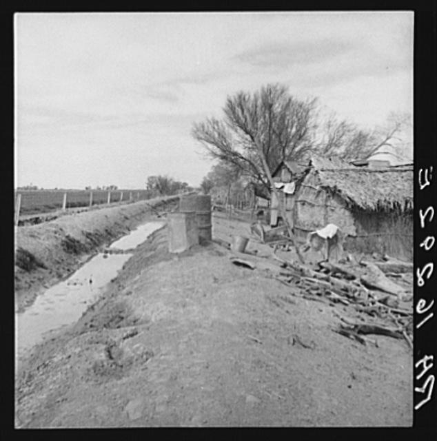Ditch bank housing for Mexican field workers. Imperial...