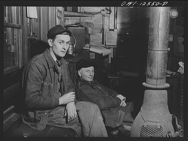 Chicago, Illinois. Workmen in the hump office resting a...