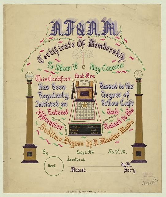 A.F. & A.M. certificate of membership