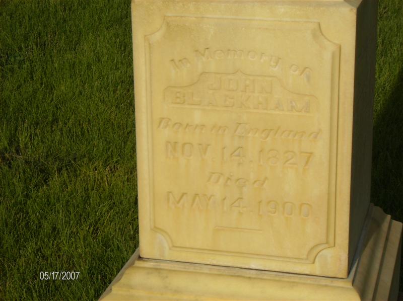 John Blackham headstone