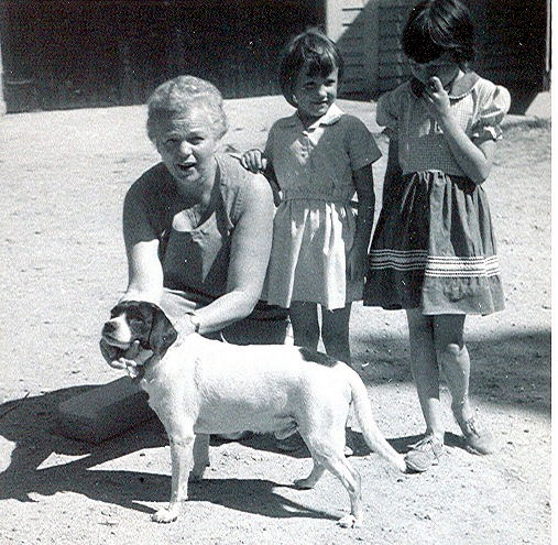 Grammy Varney, Debbie and Kathy Wiley and "Moose"