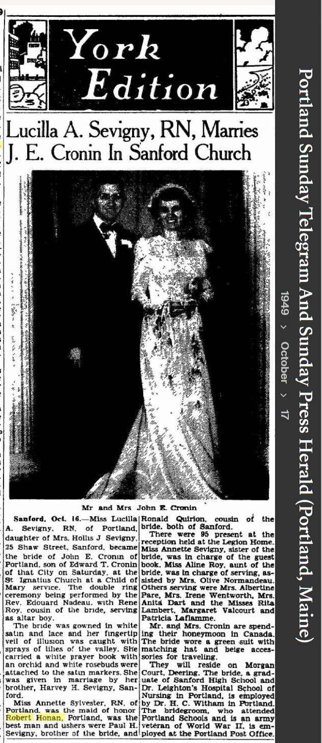Robert Andrew V. Honan--Portland Sunday Telegram And Sunday Press Herald(Portland, Maine) 17 oct 1949