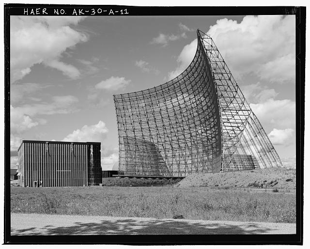 11. View of south side of radar scanner building no. 104...