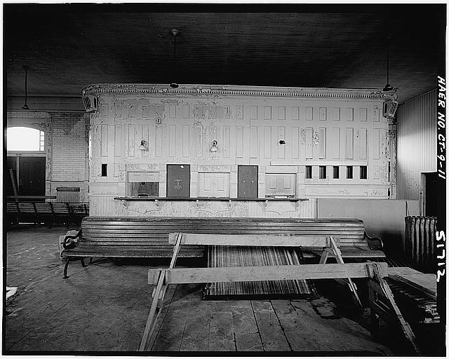 11. Interior view of waiting room in eastbound station...