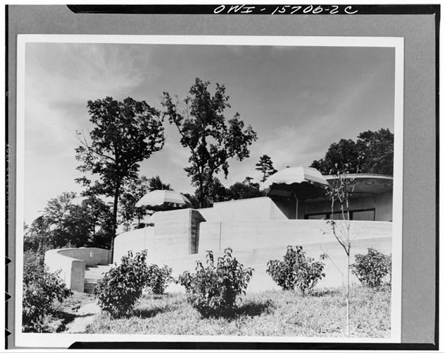 View of the overlook terrace of the Norris visitors'...