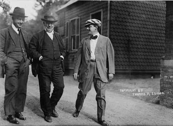 Mr. Thomas Edison walking in laboratory yard with Messrs....