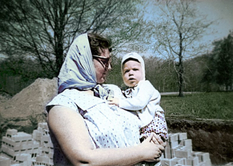 Janet as a young married at the site of the home in early 1961