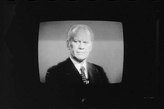 [President Gerald Ford on television during 1st...