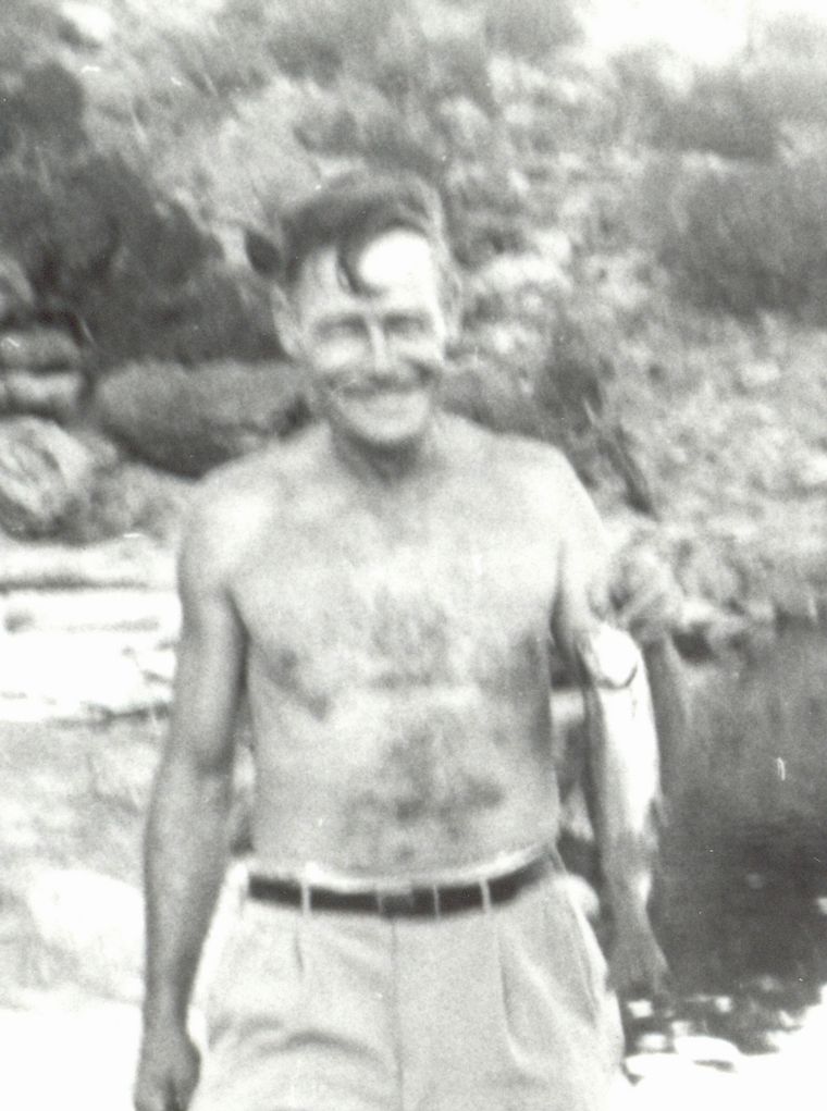 Alva Jewett fishing, abt. 1953-58