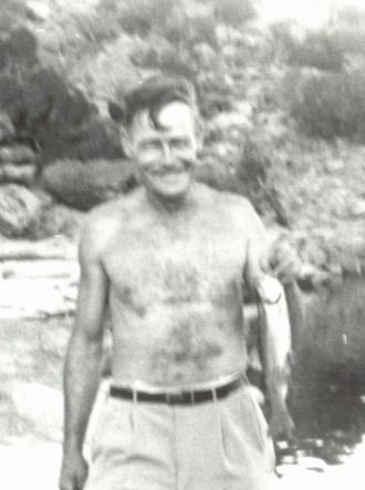 Alva Jewett fishing, abt. 1953-58