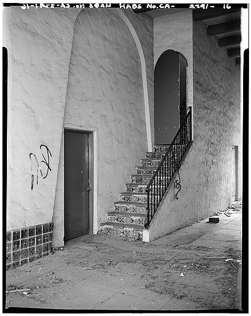 16. February. INSIDE COURTYARD, STAIRCASE TO WEST OF BOX...