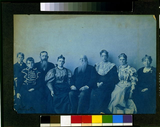 [Frances Benjamin Johnston posed with seven members of...