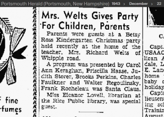 Priscilla Haase--Portsmouth Herald (Portsmouth, New Hampshire)(22 dec 1943)