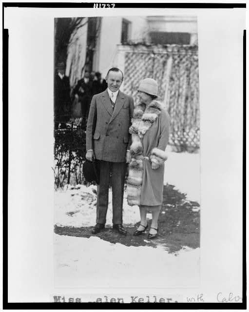 [President Coolidge and Helen Keller, full-length...