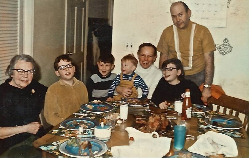 Miriam with brother Silas Seadler and Son-in-law and Grandchildren.
