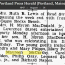 Maureen R McCarthy --Portland Press Herald (Portland, Maine)31 Aug 1947