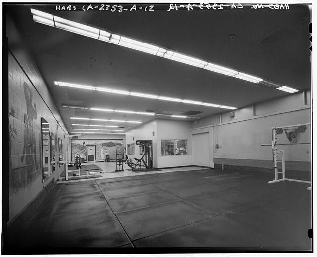 Interior view of weight room facing southwest March Air...