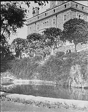 Garden and house at Kijkuit, John D. Rockefeller's...