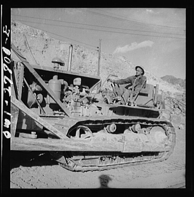 Morenci, Arizona. Bulldozer in operation at an open-pit...