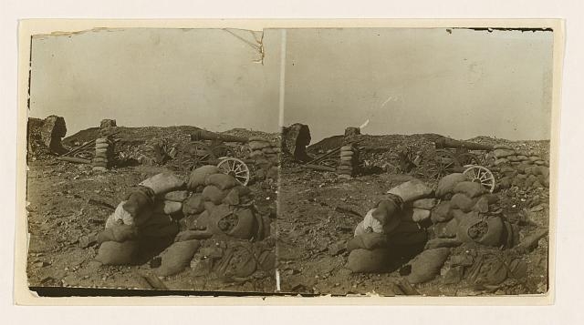 [Within a damaged Russian battery (Fort No. 3) just after...