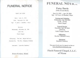 Pat Davis Finch's Funeral