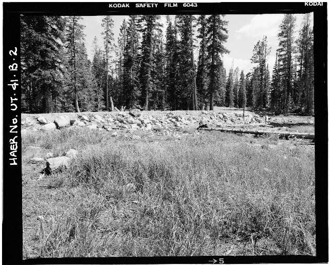 2. OVERALL VIEW OF DAM, SHOWING UPSTREAM FACE AND OUTLET...