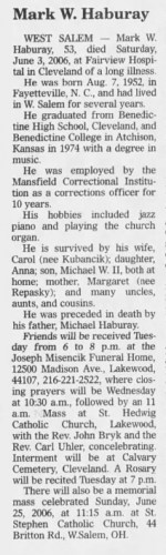 Michael William Haburay Obituary 