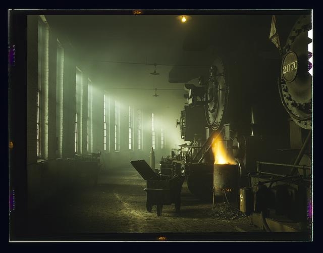 In the roundhouse at a Chicago and Northwestern Railroad...