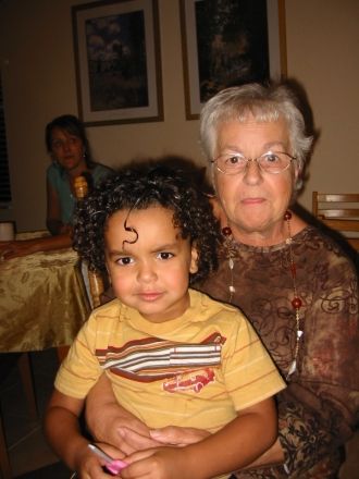 Lorraine Patricia (LaPrise) Libby & Grandson Andre Wyatt (daughter Patty (Libby) Gomez in background