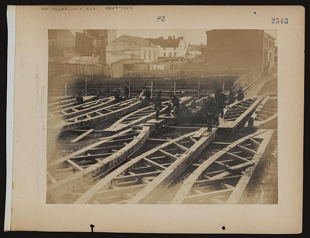 Yard at Alexandria, construction corps finishing portable...