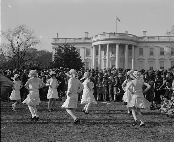 Girl Scouts, May Pole dance at White House, 4/1/29