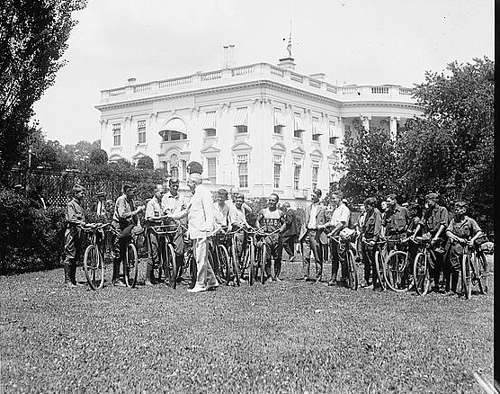 President Harding & bicycle boys