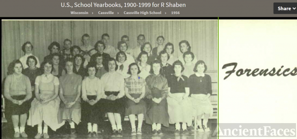 Ruth Ann Shaben--U.S., School Yearbooks, 1900-1999(1956) Forensics a