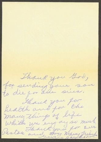Gertie Dake Rayborn's Letter to God