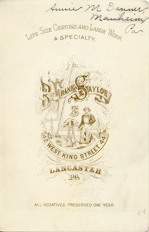 Back of Annie M. Danner cabinet card