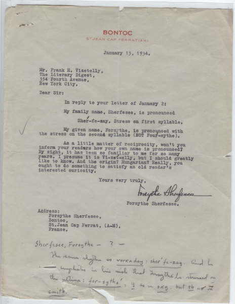 Unvle Wm Forsythe's Letter