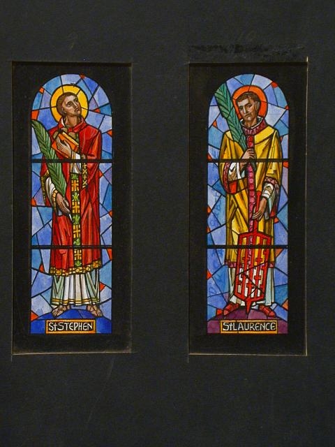 [Design drawing for stained glass window showing St...