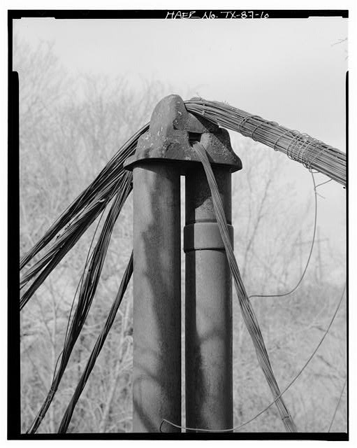 6. DETAIL VIEW OF BARTON CREEK BRIDGE, UPPER TOWER...