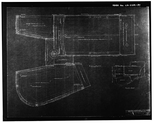 37. ROOF PLAN AND PLOT PLAN OF THEATER, CAFE AND MARKET...