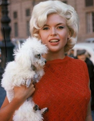 Jayne Mansfield with poodle.