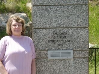 Elizabeth At Mount Rusmore in Front of California Stone