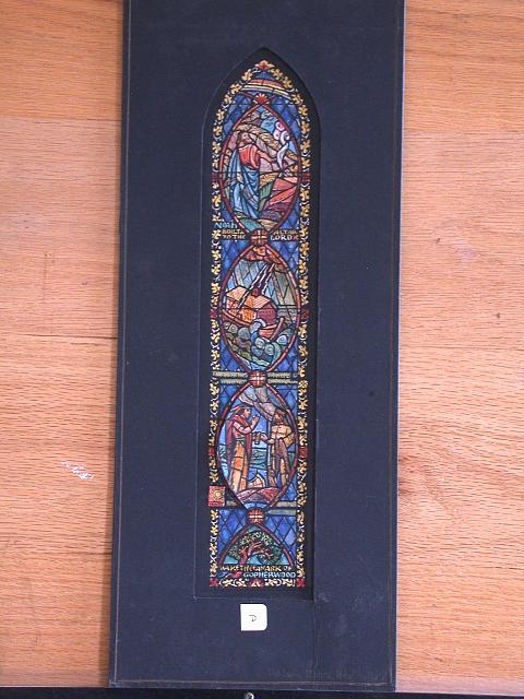 [Design drawing for stained glass "Shipping window for...