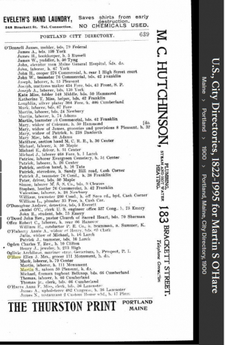 Martin Scanlan O'Hare --U.S., City Directories, 1822-1995(1900)
