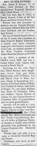 Obituary Of Elmer B. Powers