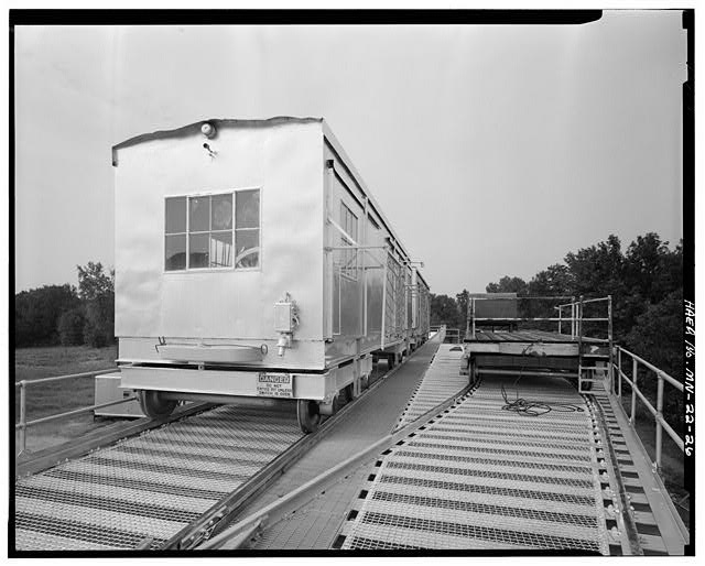 26. VIEW OF TAINTER GATE HOIST CAR (LEFT FOREGROUND),...