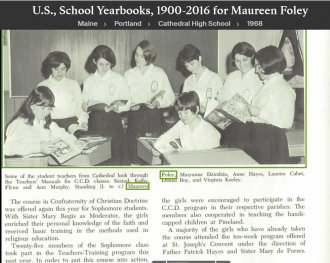 Maureen E Foley-Hester--U.S., School Yearbooks, 1900-2016(1968) Christian Doctrine