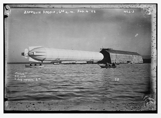 Zeppelin airship seen from water at 6:05 AM